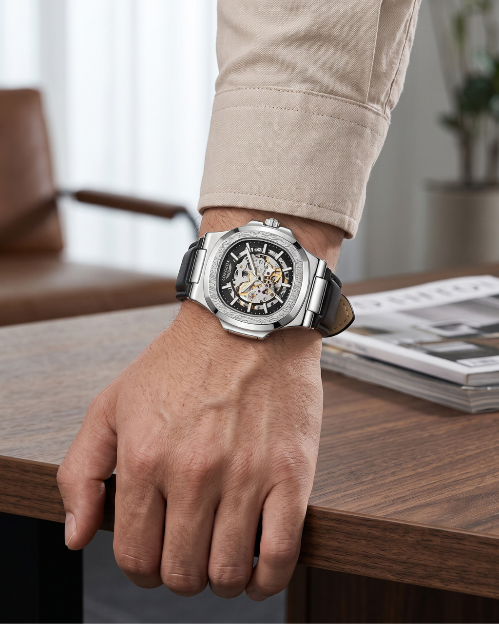 LONGLUX 8057P Automatik-Herrenuhr