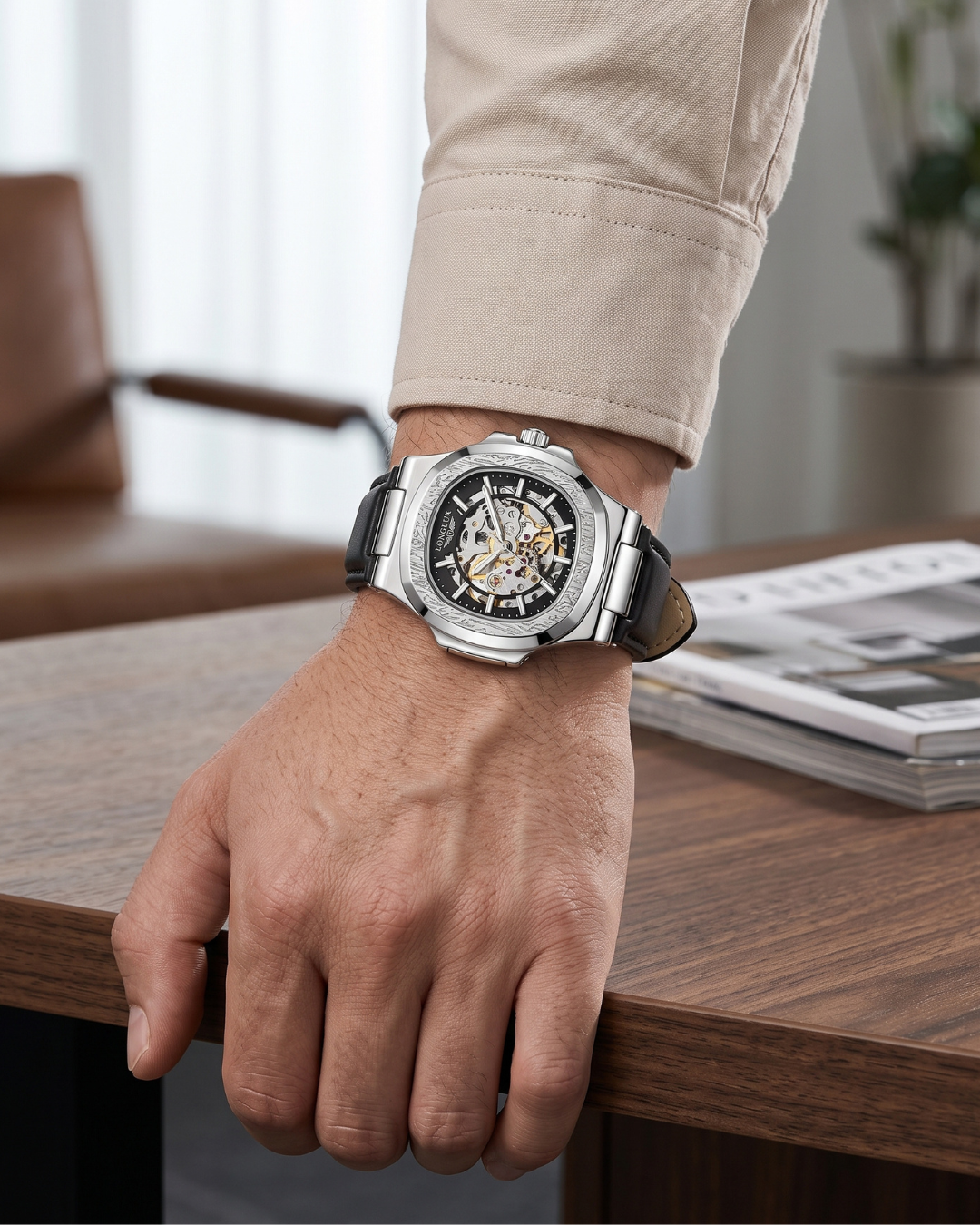 LONGLUX 8057P Automatik-Herrenuhr
