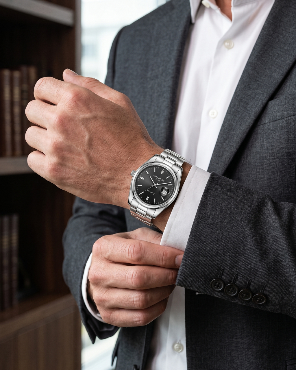 CHRONOS TIME CH08 Herren-Quarzuhr - Silber-Schwarz