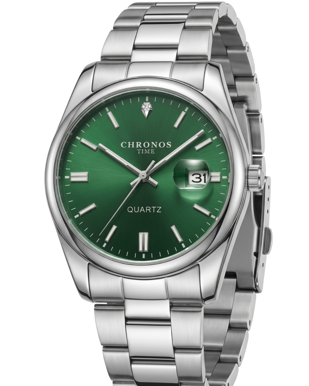 CHRONOS TIME CH08 Herren-Quarzuhr - Silber-Grün