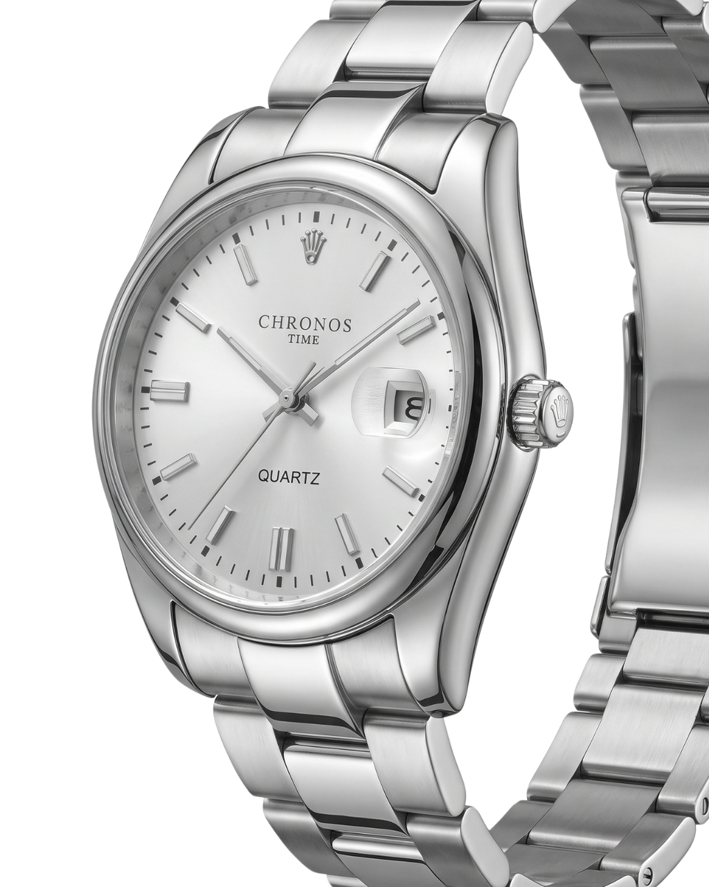 CHRONOS TIME CH08 Herren-Quarzuhr - Silber-Weiß