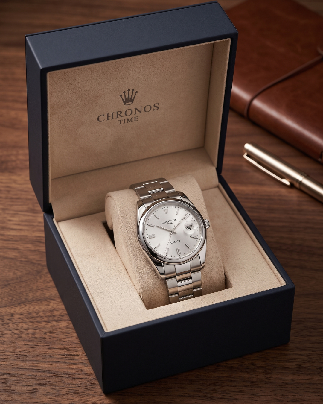 CHRONOS TIME CH08 Herren-Quarzuhr - Silber-Weiß