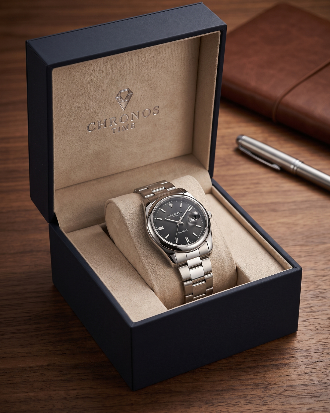 CHRONOS TIME CH08 Herren-Quarzuhr - Silber-Schwarz