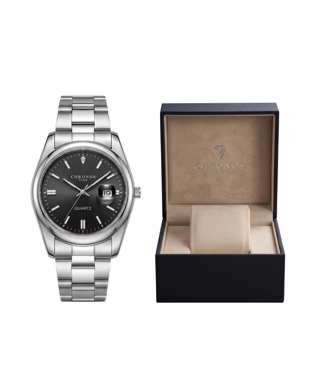 CHRONOS TIME CH08 Herren-Quarzuhr - Silber-Schwarz