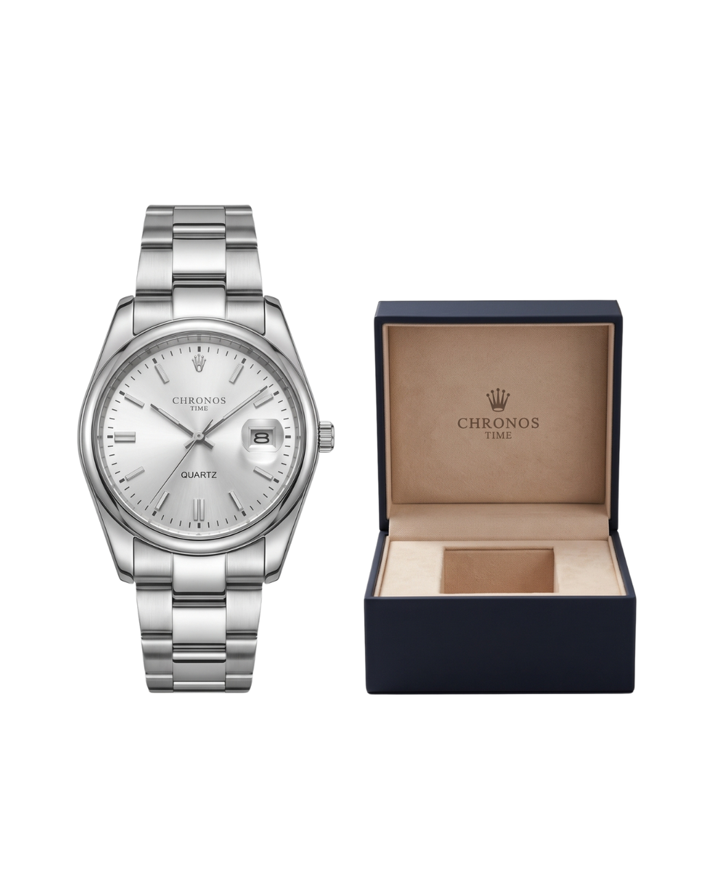 CHRONOS TIME CH08 Herren-Quarzuhr - Silber-Weiß
