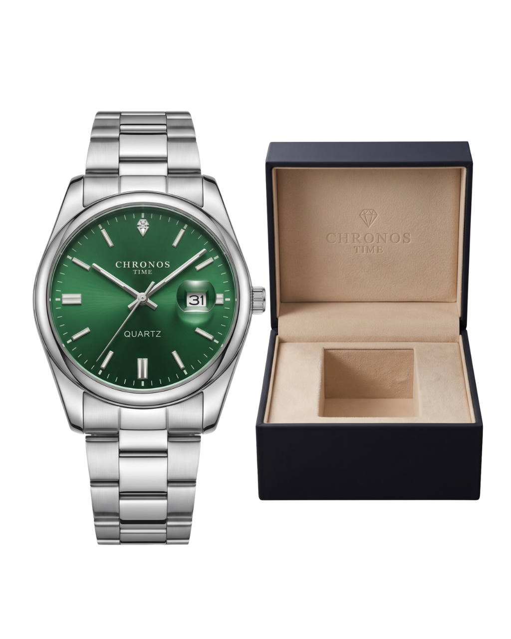 CHRONOS TIME CH08 Herren-Quarzuhr - Silber-Grün